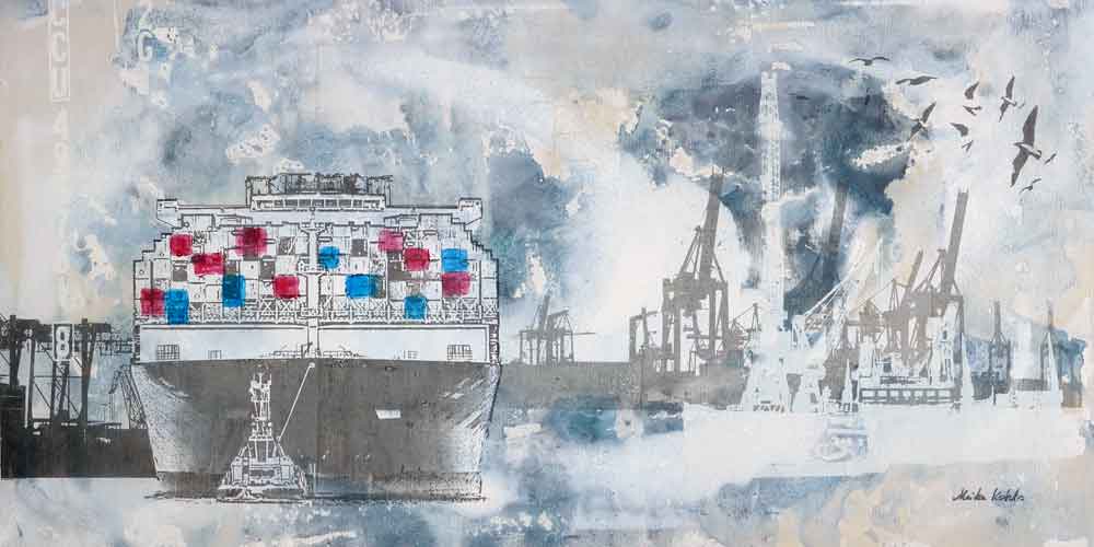 Containerschiff-beige (Containership beige)