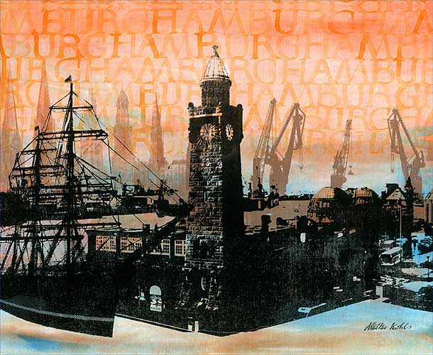 HAMBURG Landungsbruecken Abend