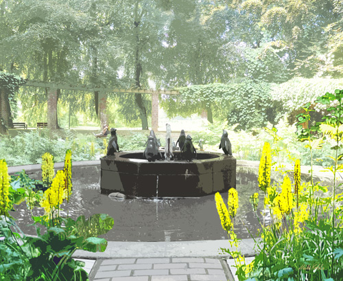 HAMBURG Stadtpark Pinguinbrunnen